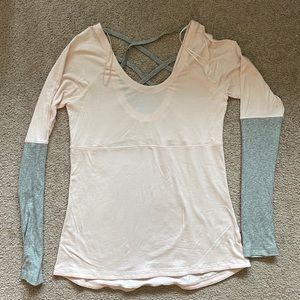 Peach and Gray Tee Shirt with Cross Back